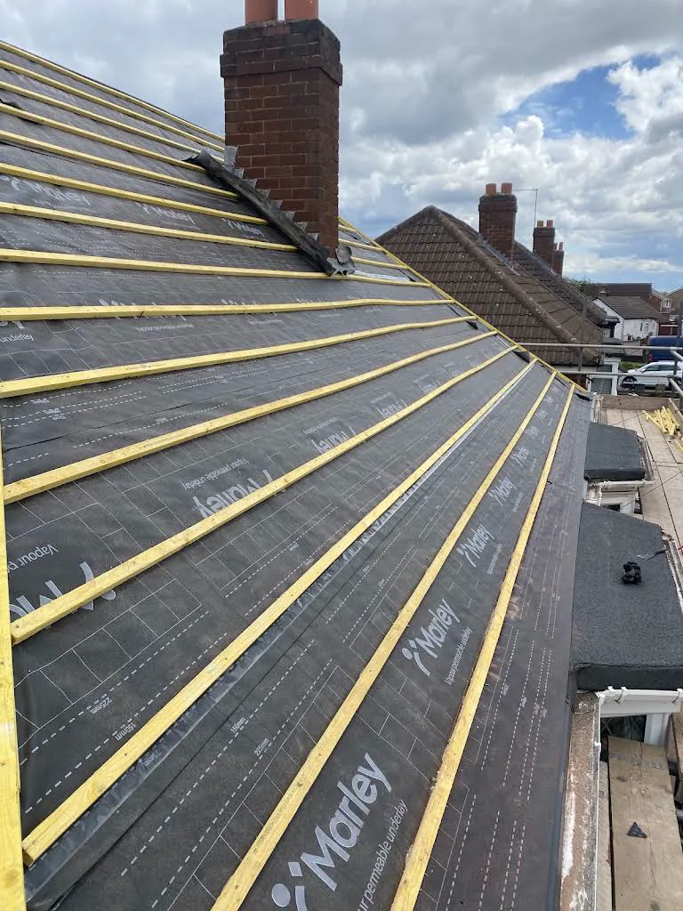 Roof membrane and battens installed by Aarden Roofing
