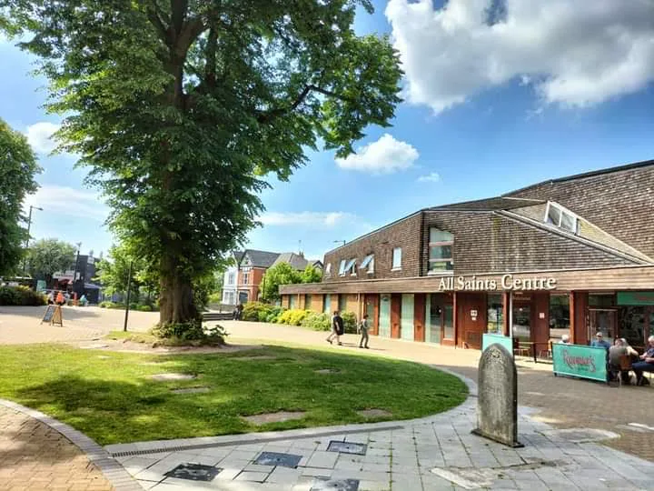 All Saints Centre café frontage beside the village square