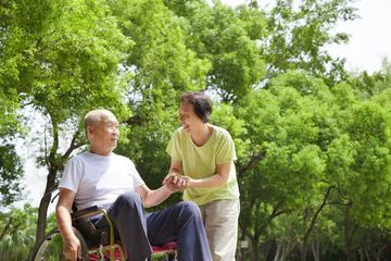 A carer offering companionship outdoors