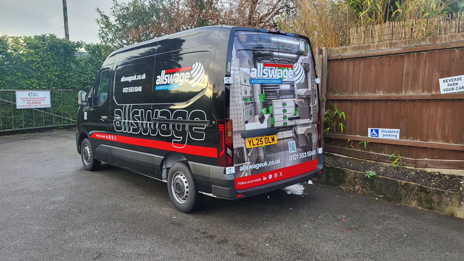 Allswage commercial van wrap completed by Baker Ward Signwriting