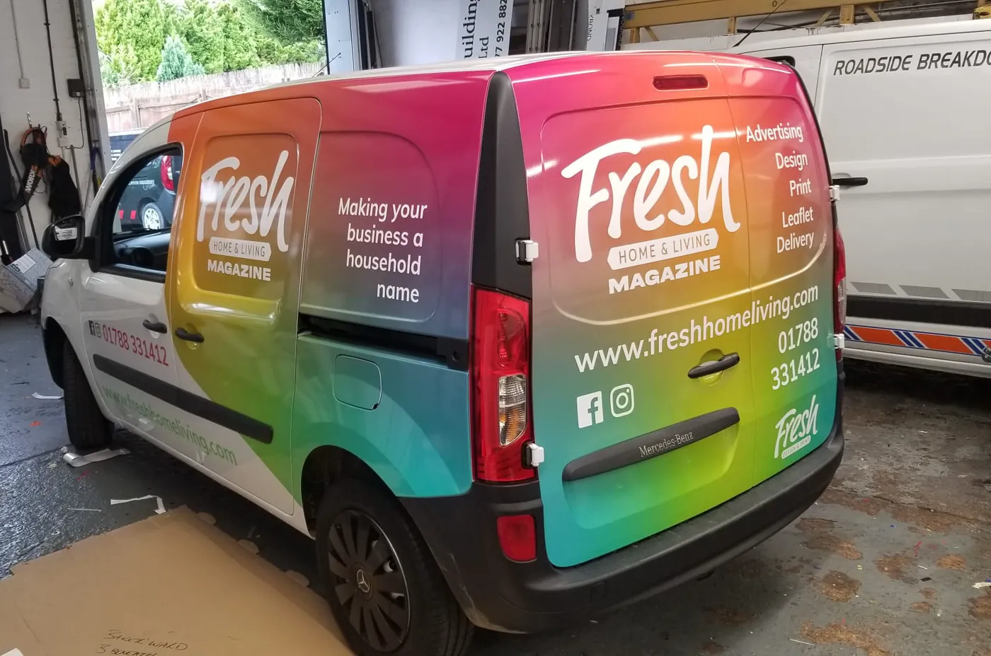 Colourful Fresh Home Living van graphics completed by Baker Ward