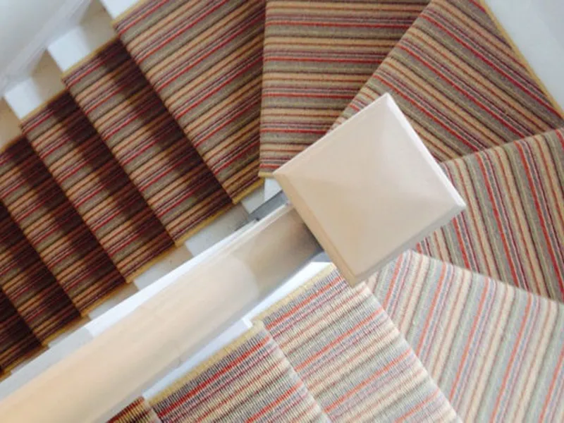 Striped carpet fitted on a staircase