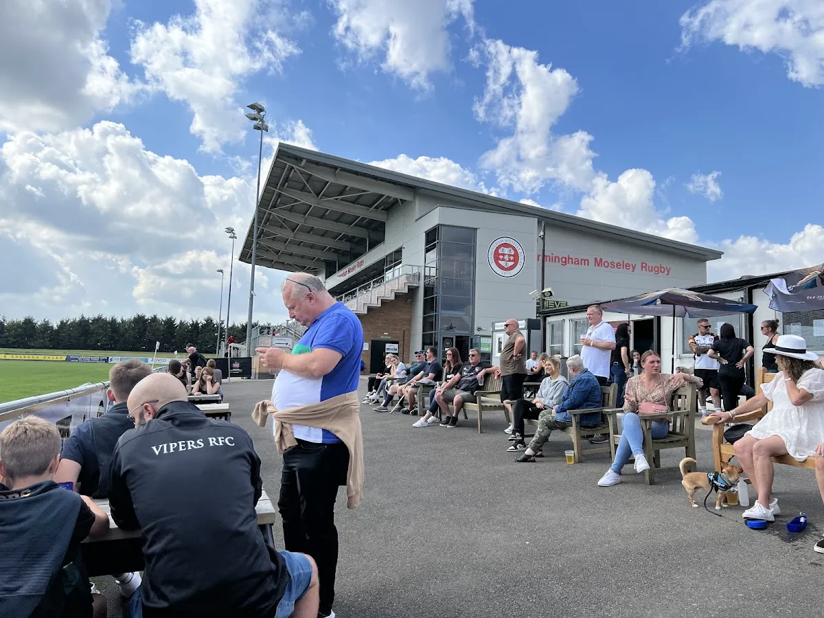 Supporters outside the Birmingham Moseley Rugby clubhouse