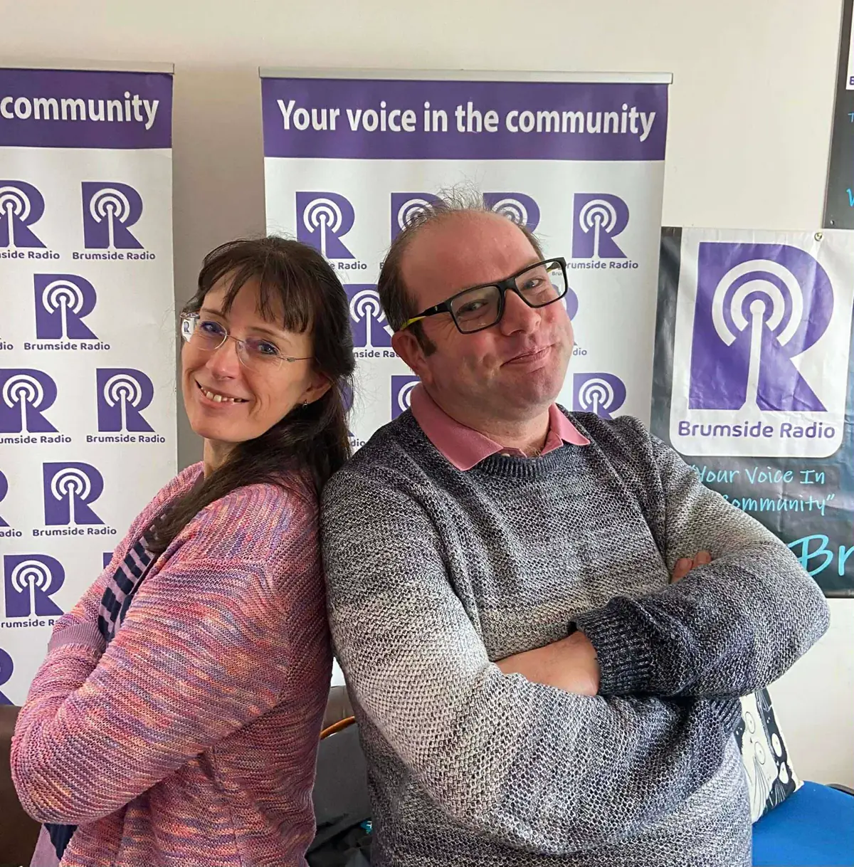 Two members of the Brumside Radio team in the studio