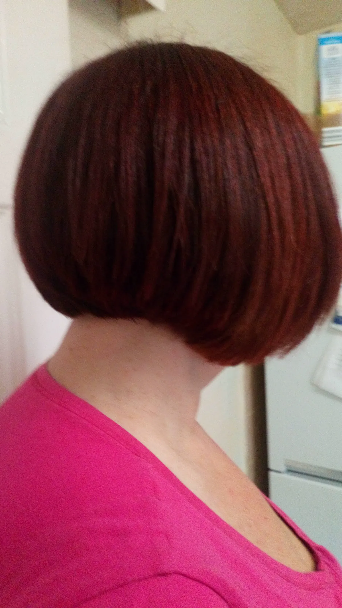 Rich red bob hairstyle finished at Charlie Parker's