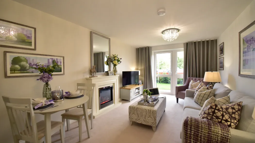 Living room inside a Highbury Lodge retirement apartment
