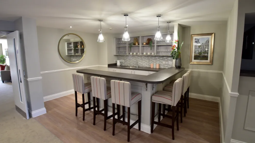 Coffee bar and social area at Highbury Lodge