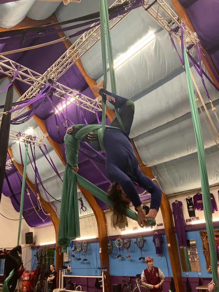 An aerial training session inside the CircusMASH studio