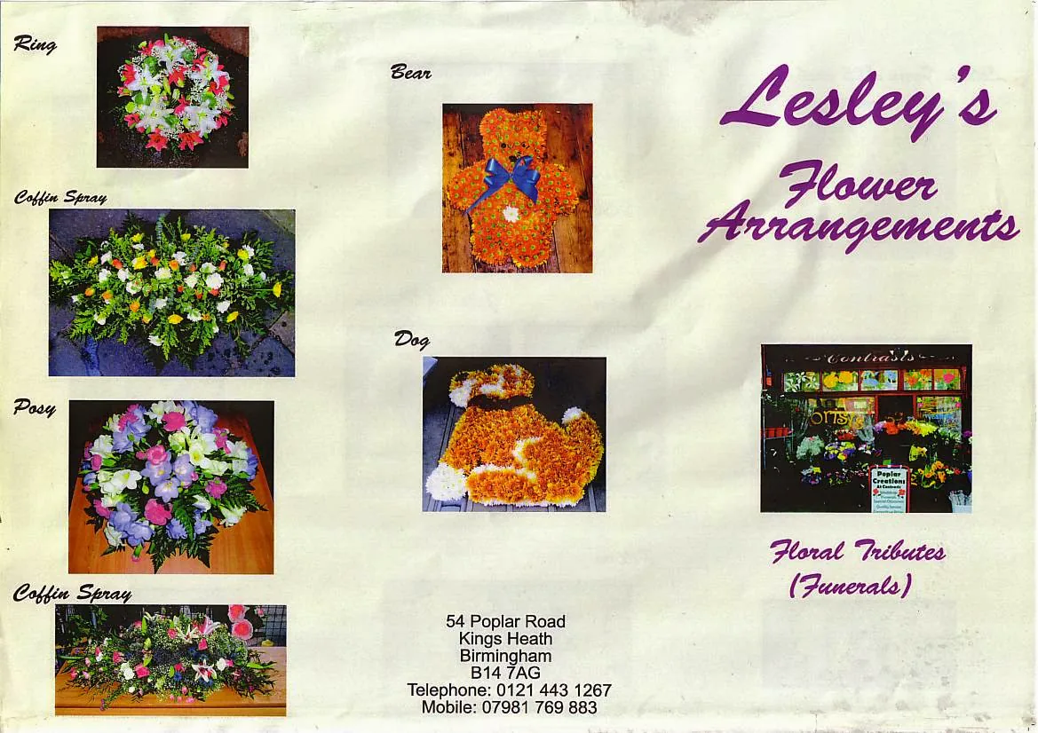 Examples of wreaths, bouquets and floral tributes from Contrasts Florist