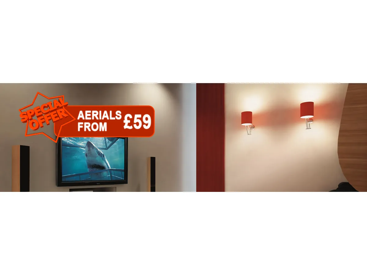 Wall-mounted television installation by D.F.B. Aerials