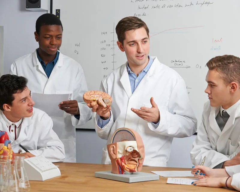 Students taking part in a practical science session with Dissect UK