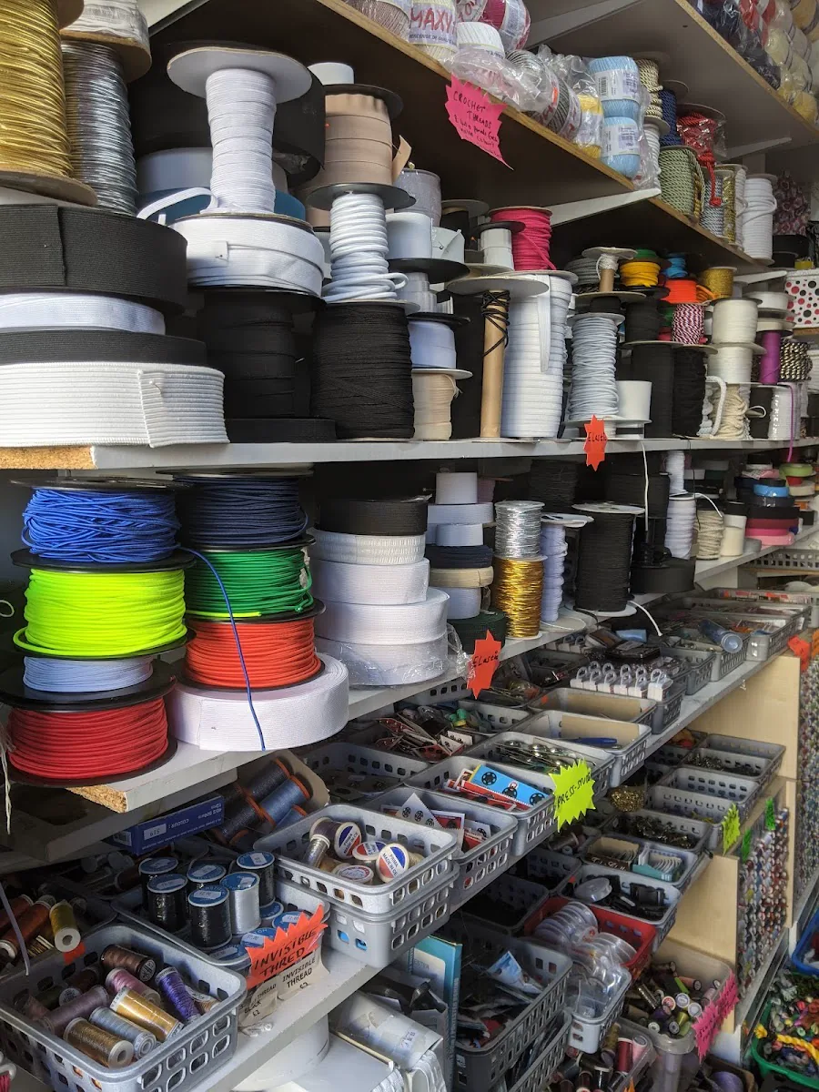Ribbons, trims and sewing supplies inside The Embroidery, Haberdashery and Wool Shop