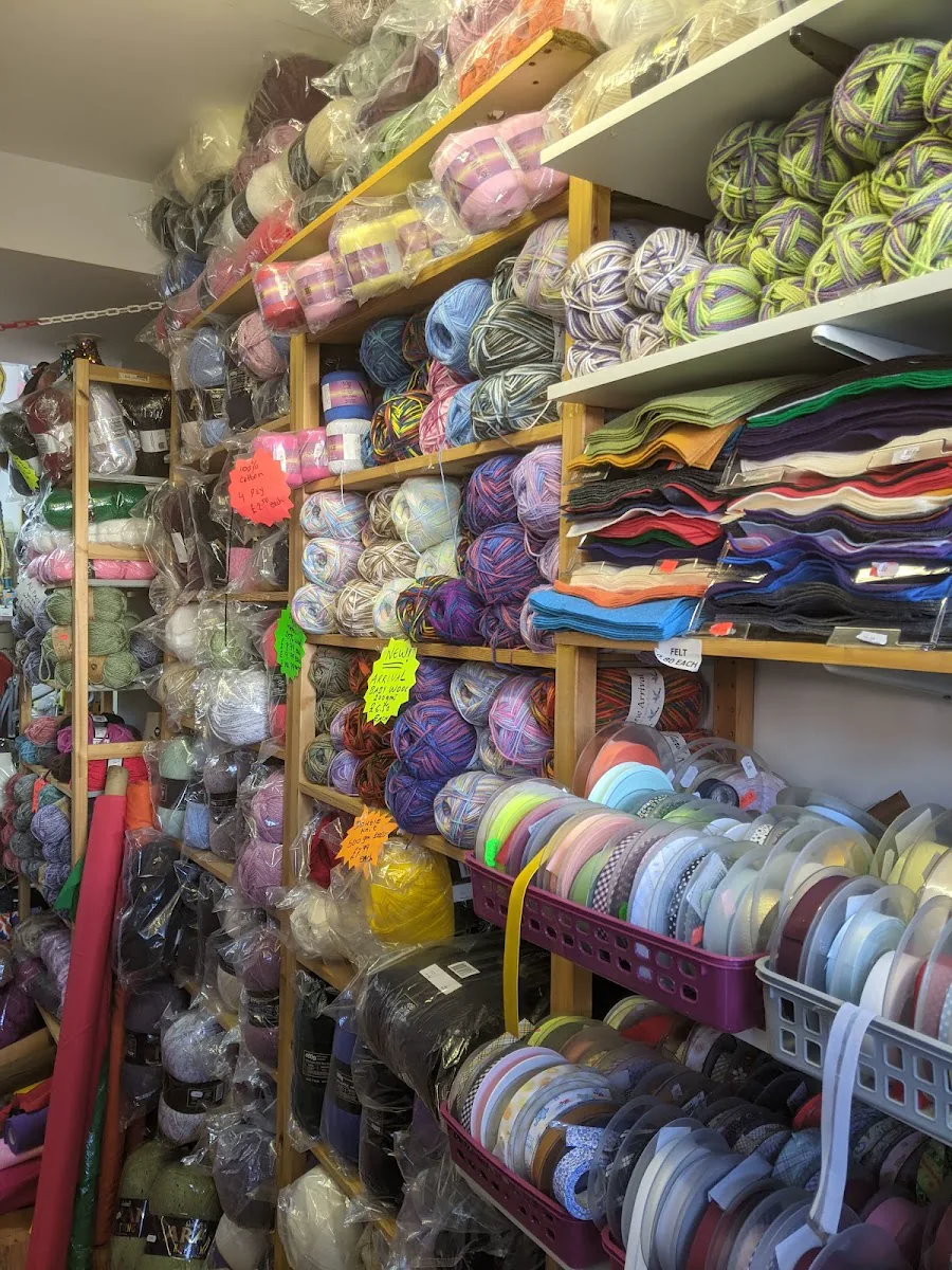 Colourful yarn and haberdashery supplies inside the York Road shop