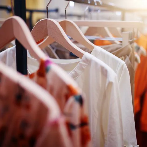 Clothing displayed at an independent Kings Heath shop