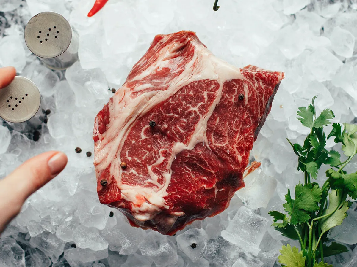 Marbled cut of beef prepared by Johnstans Butchers