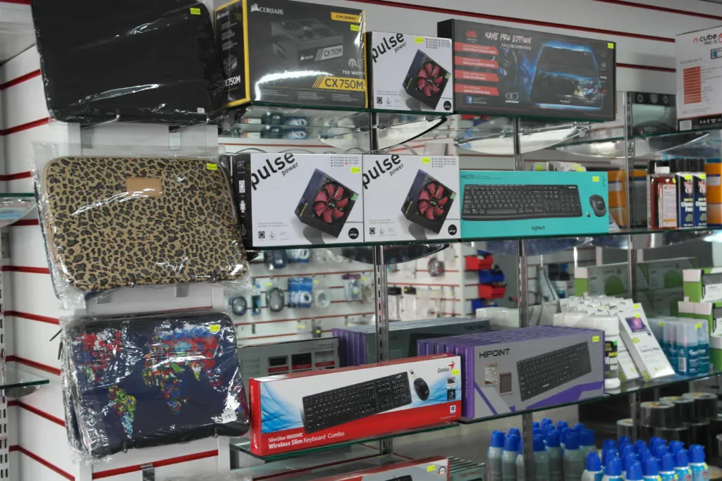 Computer accessories on display inside Kings Heath Computers