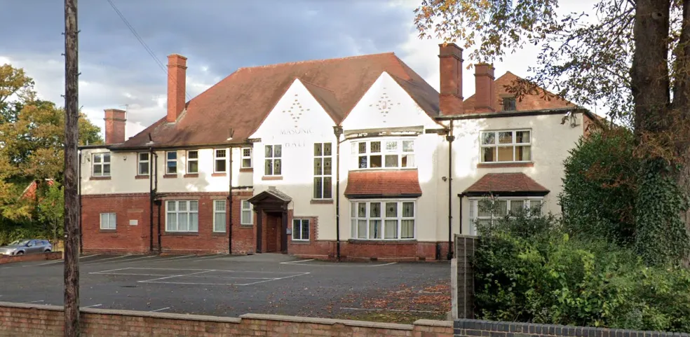 Exterior of Kings Heath Freemasons Hall on Alcester Road South
