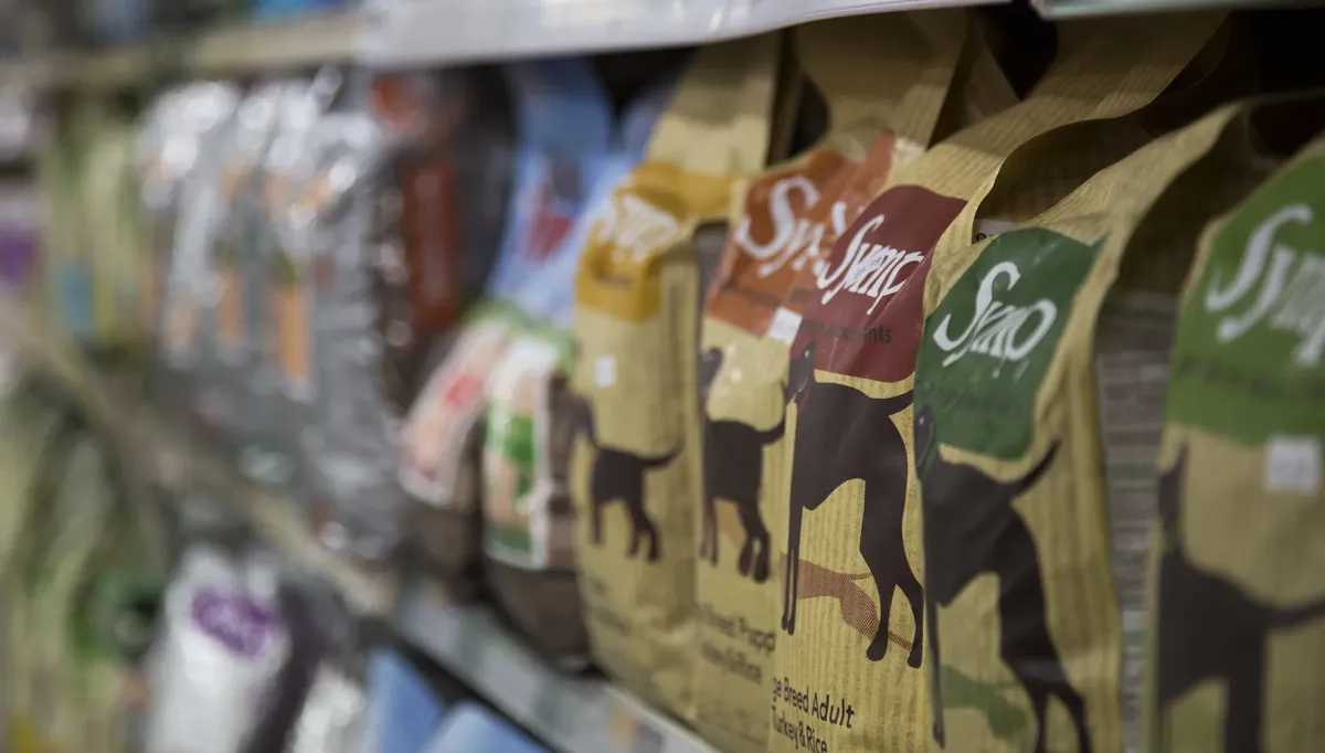 Dog food range stocked inside Kings Heath Pet Centre