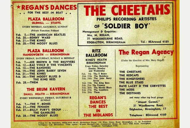 Historic Ritz Ballroom and Regan Circuit concert advert