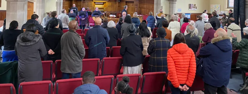 Congregation inside New Life Baptist Church