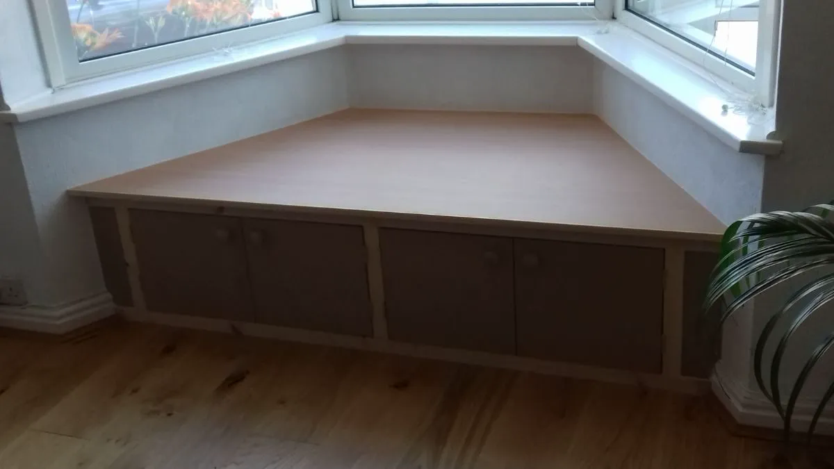 Fitted window bench and storage built by Oz the Carpenter